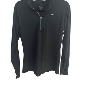 Nike Black Long Sleeve Medium Athletic Dri-Fit Pullover Top Zipper
